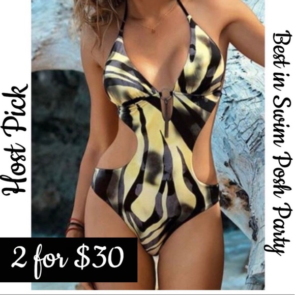 Other - NEW! (L, XL) Monokini Swimsuit (Yellow Leopard)